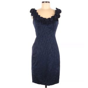 Maggy London Blue Neutral Houndstooth Printed Floral Jacquard Sheath Dress main image 1